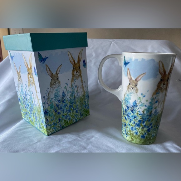 Cypress Ceramic Cup Mug 17 oz. ,w/box Bunnies in Meadow Nature Inspired - Picture 2 of 9